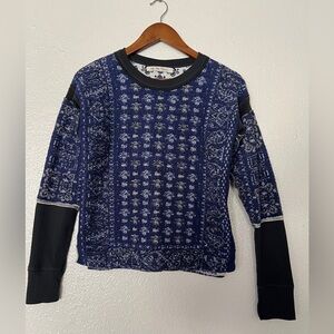 We The Free Black and Blue Patterned Sweater